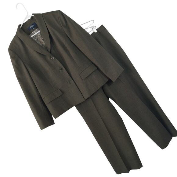 JONES WEAR SUIT! HEATHERY GREEN/GRAY 2 PIECE PANTS, JACKET SUIT SET! SZ 18 - Picture 1 of 12